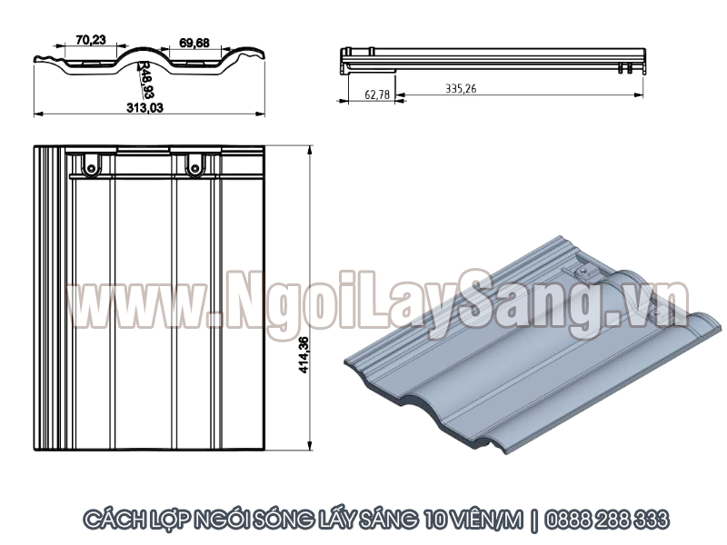 Hướng dẫn thi công ngói sóng lấy sáng 10 viên/m