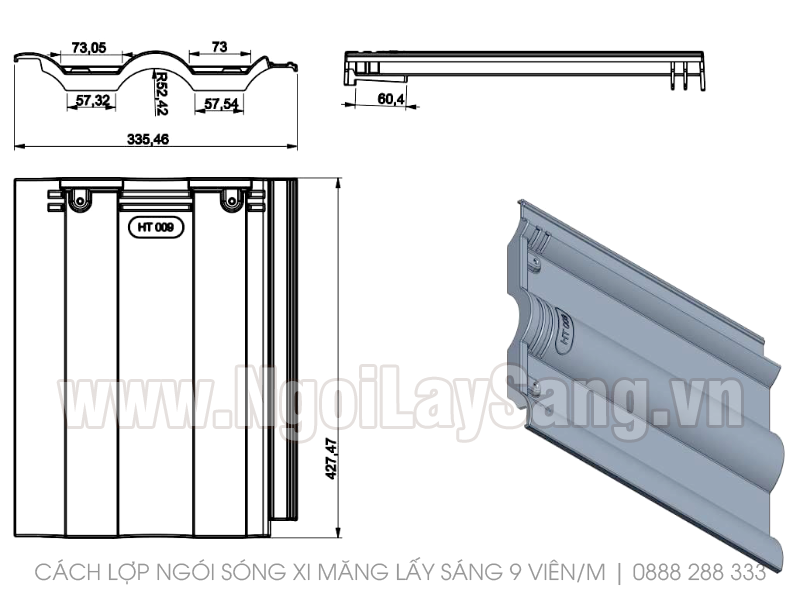Hướng dẫn thi công ngói sóng lấy sáng 9 viên/m